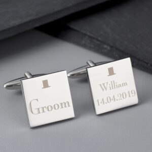 Personalised Wedding Groom Square Cufflinks: 1 - Cufflinks & Tie Slides By Gift Moments