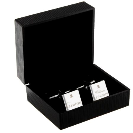 Personalised Wedding Groom Square Cufflinks: 3 - Cufflinks & Tie Slides By Gift Moments