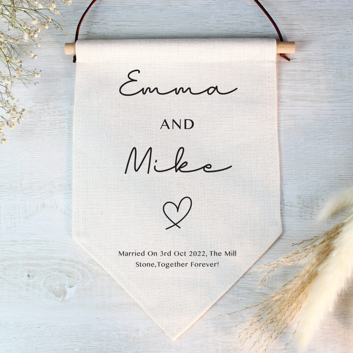 Personalised wedding hanging banner