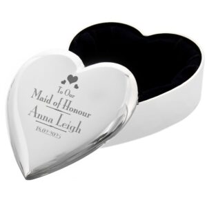 Personalised Wedding Maid of Honour Heart Trinket Box: 5 - Trinket Boxes By Gift Moments