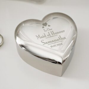 Personalised Wedding Maid of Honour Heart Trinket Box: 3 - Trinket Boxes By Gift Moments