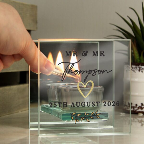 Personalised Wedding Mirrored Tealight Holder: 1 - Candle Holders By Gift Moments