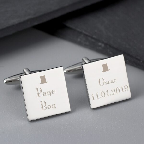 Personalised Wedding Page Boy Cufflinks: 1 - Cufflinks & Tie Slides By Gift Moments