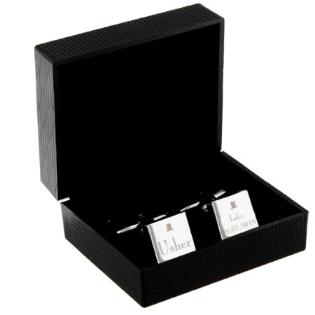 Personalised Wedding Usher Square Cufflinks: 3 - Cufflinks & Tie Slides By Gift Moments