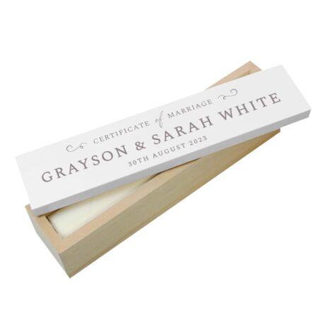 Personalised wedding wooden certificate holder
