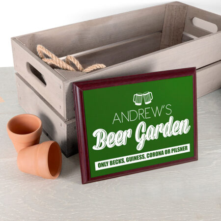 Personalised welcome beer garden plaque