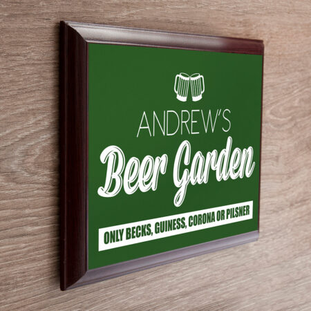 Personalised welcome beer garden plaque