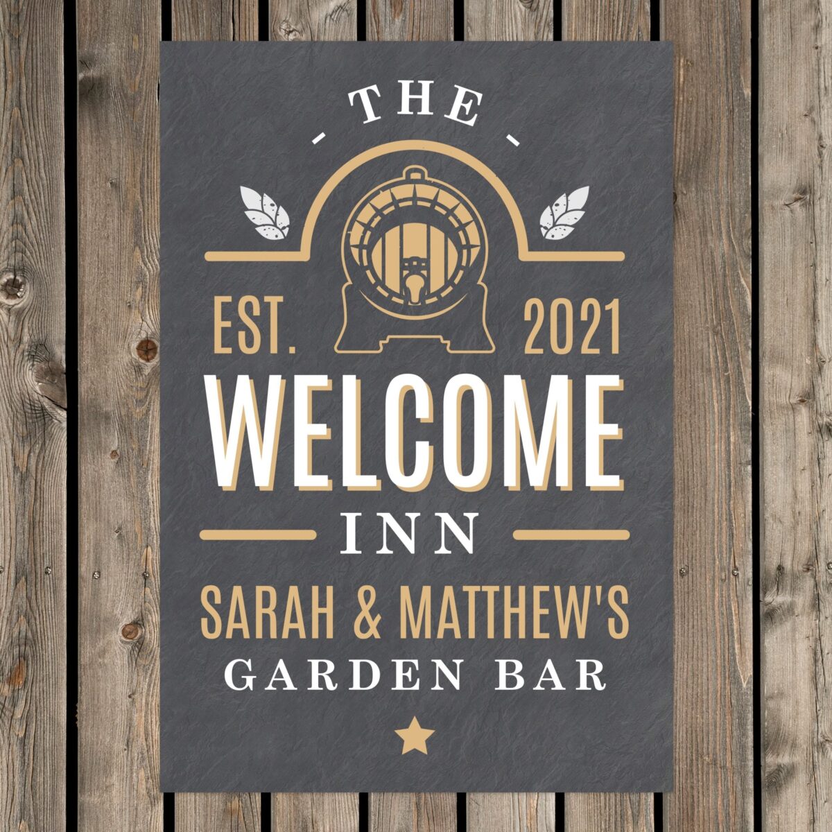 Personalised welcome inn metal sign