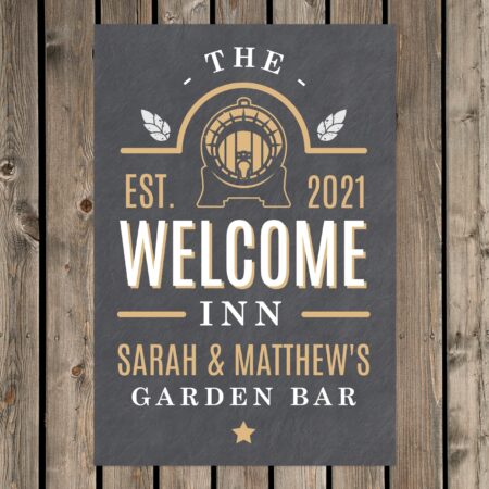 Personalised welcome inn metal sign