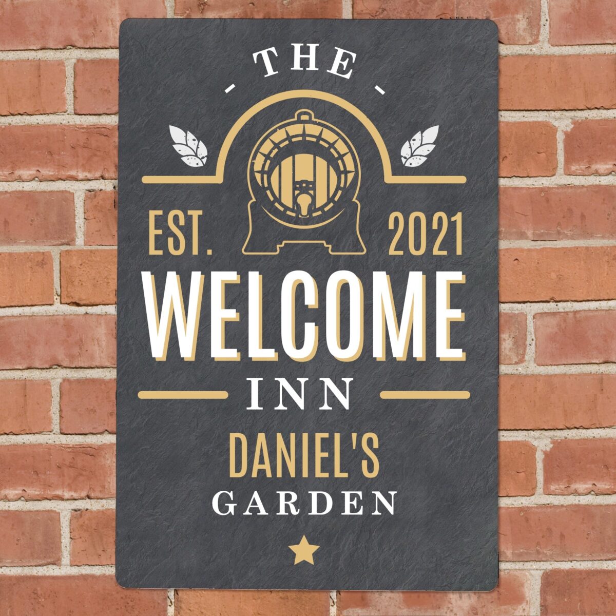 Personalised welcome inn metal sign