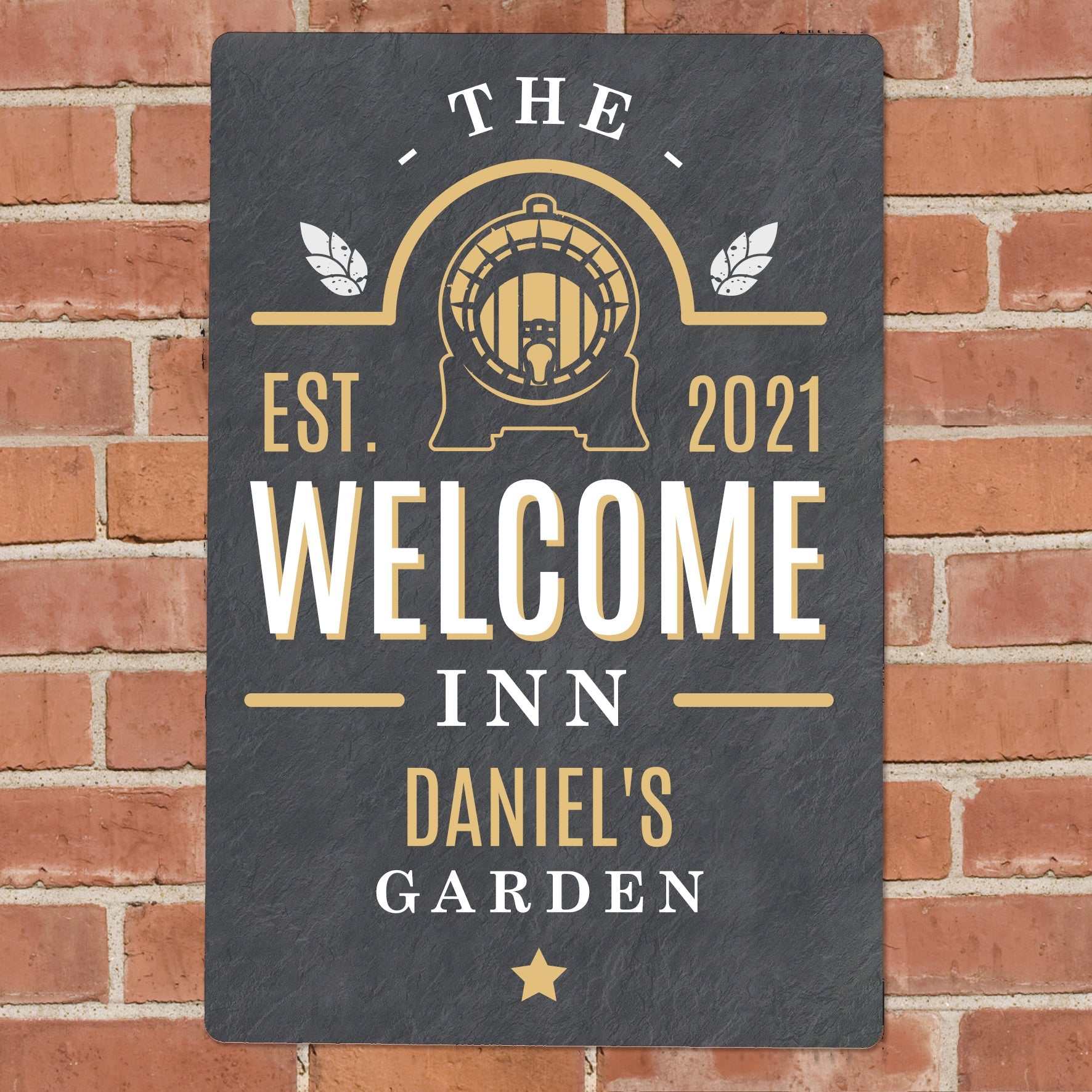 Personalised welcome inn metal sign