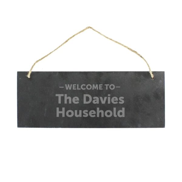 Personalised Welcome To... Hanging Slate Plaque: 2 - Signs & Plaques By Gift Moments