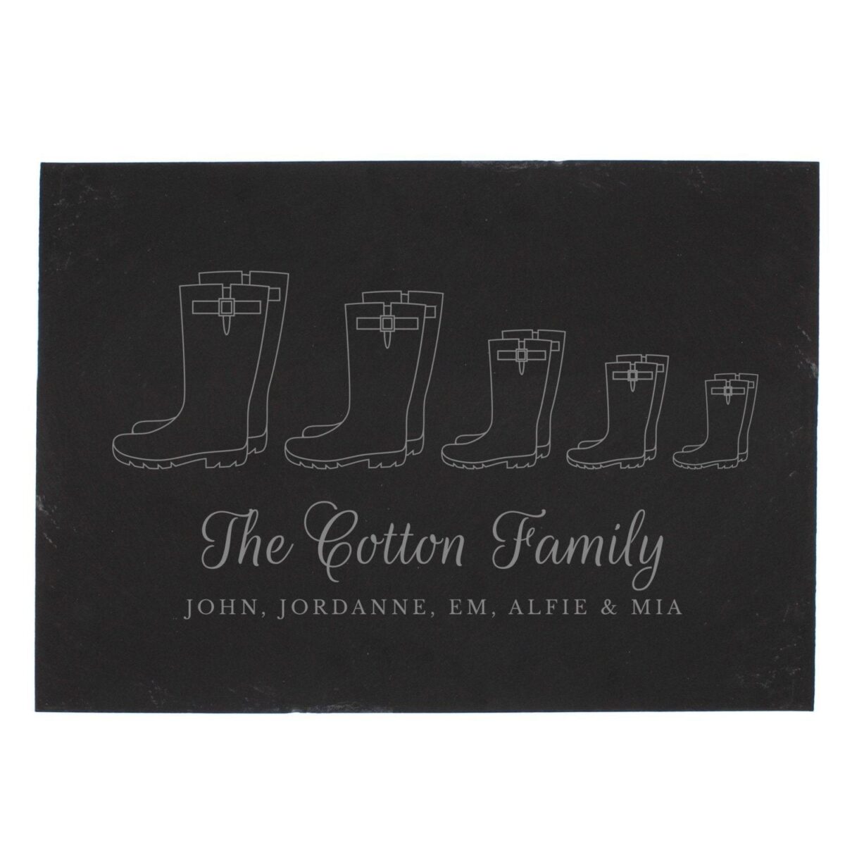 Personalised Welly Boot Family of Five Slate: 3 - Signs & Plaques By Gift Moments