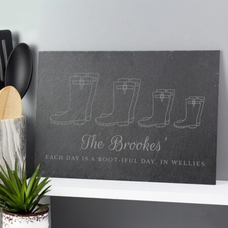 Personalised Welly Boot Family of Four Slate: 2 - Signs & Plaques By Gift Moments