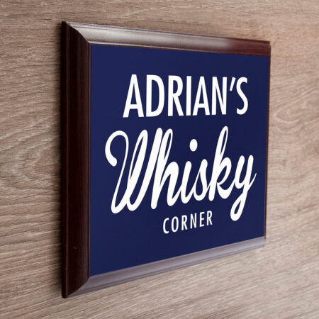Personalised whiskey corner plaque