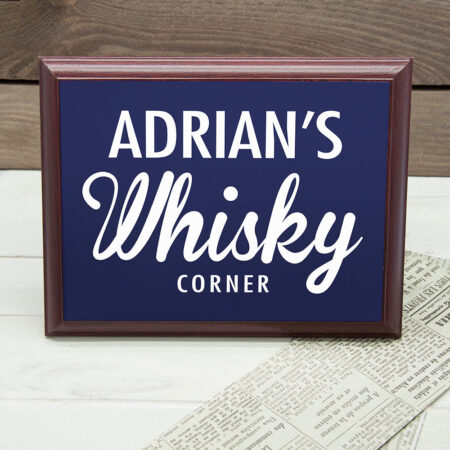 Personalised whiskey corner plaque