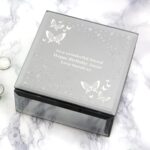 Personalised White Butterfly Diamante Glass Trinket Box: 1 - Trinket Boxes By Gift Moments