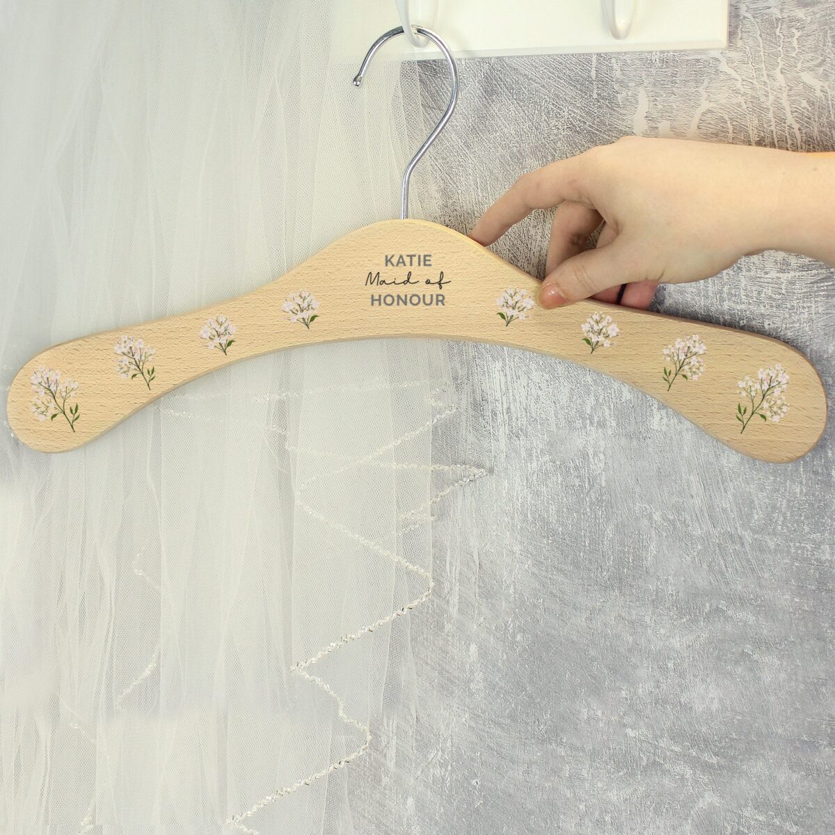 Personalised White Floral Wooden Hanger: 3 - Keepsakes By Gift Moments