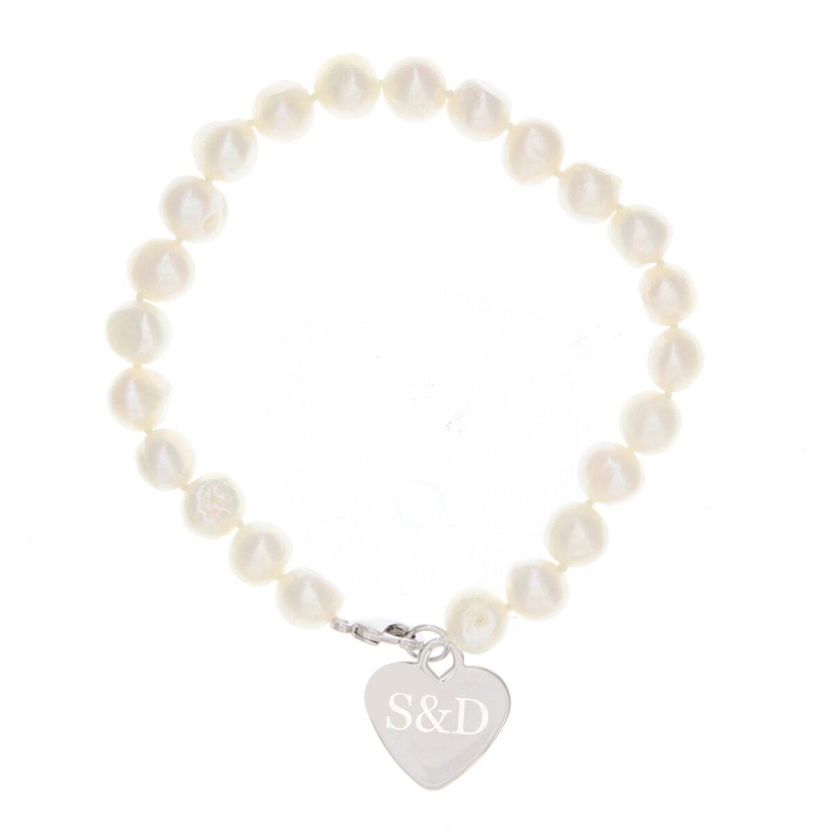 Personalised White Freshwater Pearl Initial Bracelet: 3 - Bracelets By Gift Moments