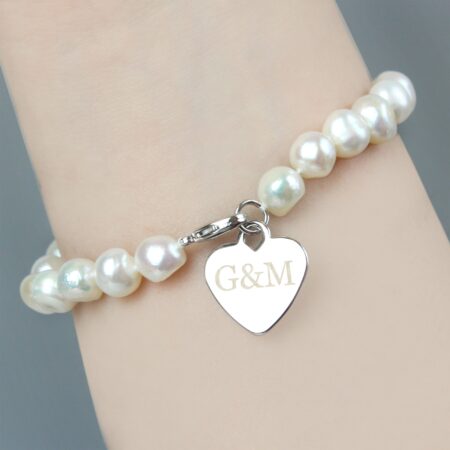 Personalised White Freshwater Pearl Initial Bracelet: 1 - Bracelets By Gift Moments