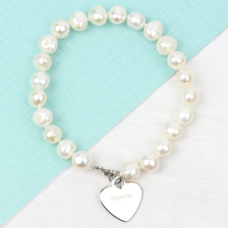 Personalised White Freshwater Pearl Name Bracelet: 2 - Bracelets By Gift Moments