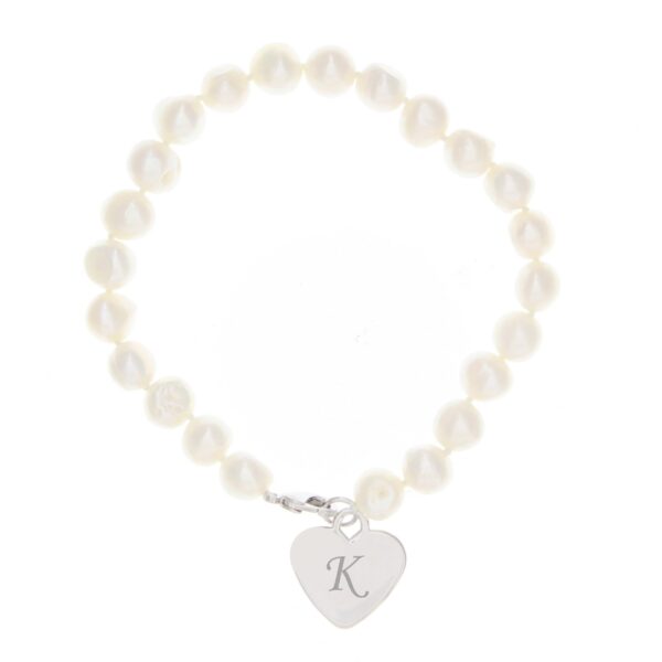 Personalised White Freshwater Scripted Initial Pearl Bracelet: 2 - Bracelets By Gift Moments
