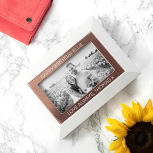 Personalised White & Rose Gold Photo Jewellery Box: 3 - Jewellery Boxes By Gift Moments