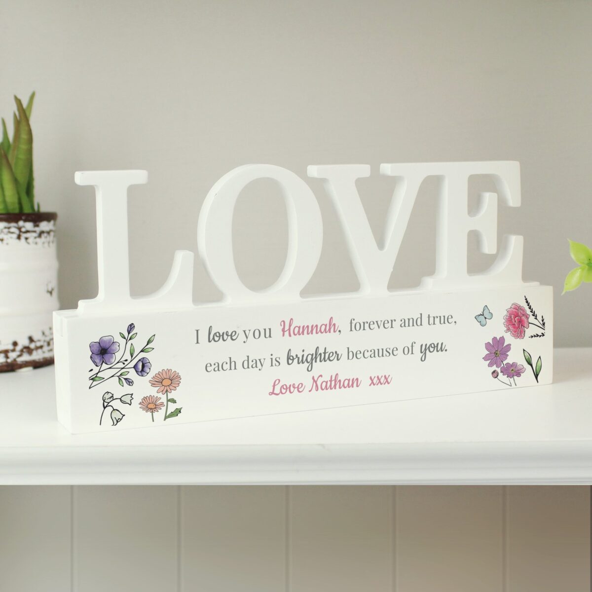 Personalised wild flowers love ornament