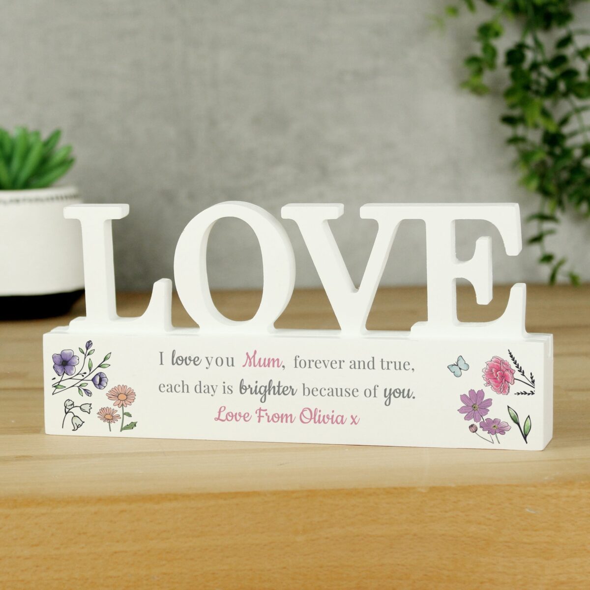 Personalised wild flowers love ornament