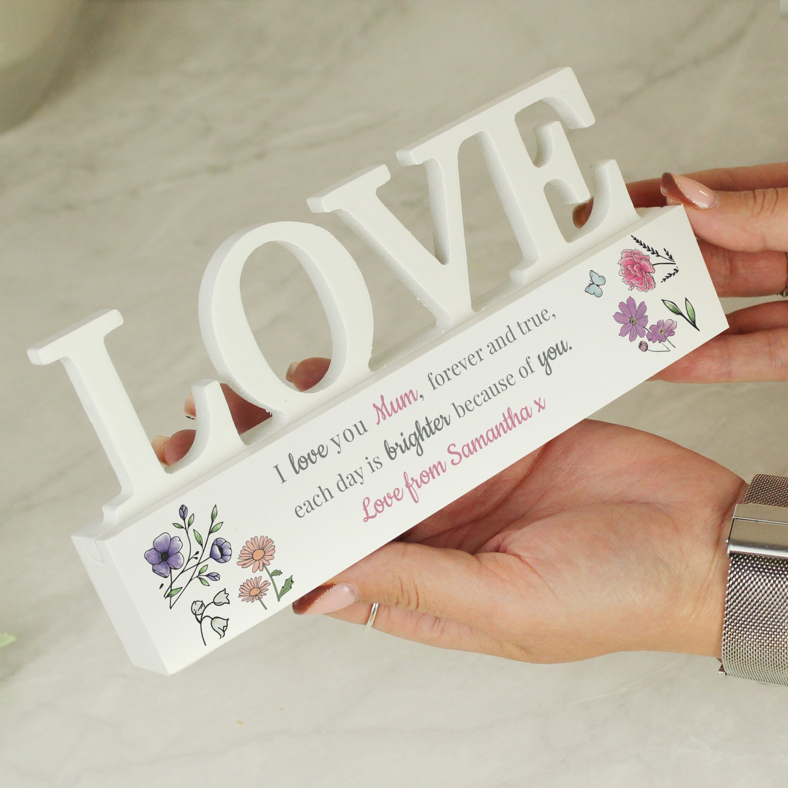 Personalised wild flowers love ornament