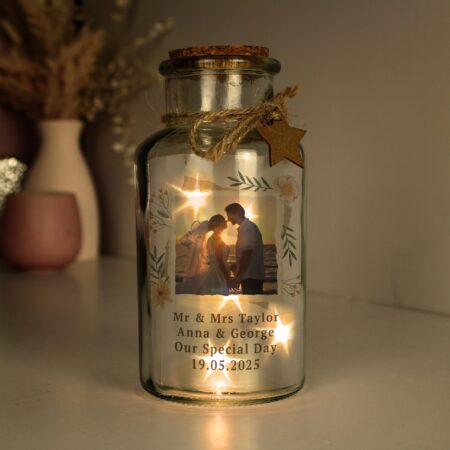 Personalised Wild Flowers Photo LED Jar: 3 - LED Lighting By Gift Moments
