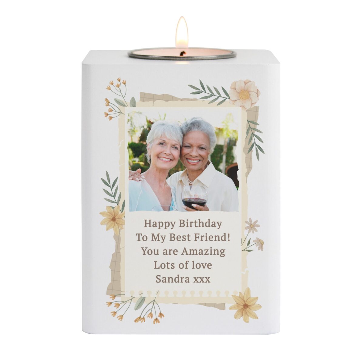 Personalised Wild Flowers Photo Tealight Holder: 5 - Candle Holders By Gift Moments