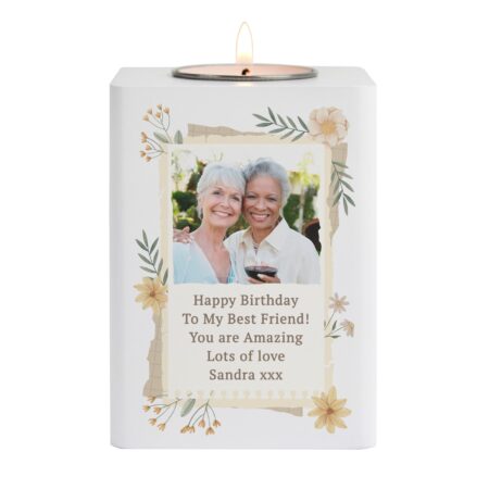 Personalised Wild Flowers Photo Tealight Holder: 5 - Candle Holders By Gift Moments