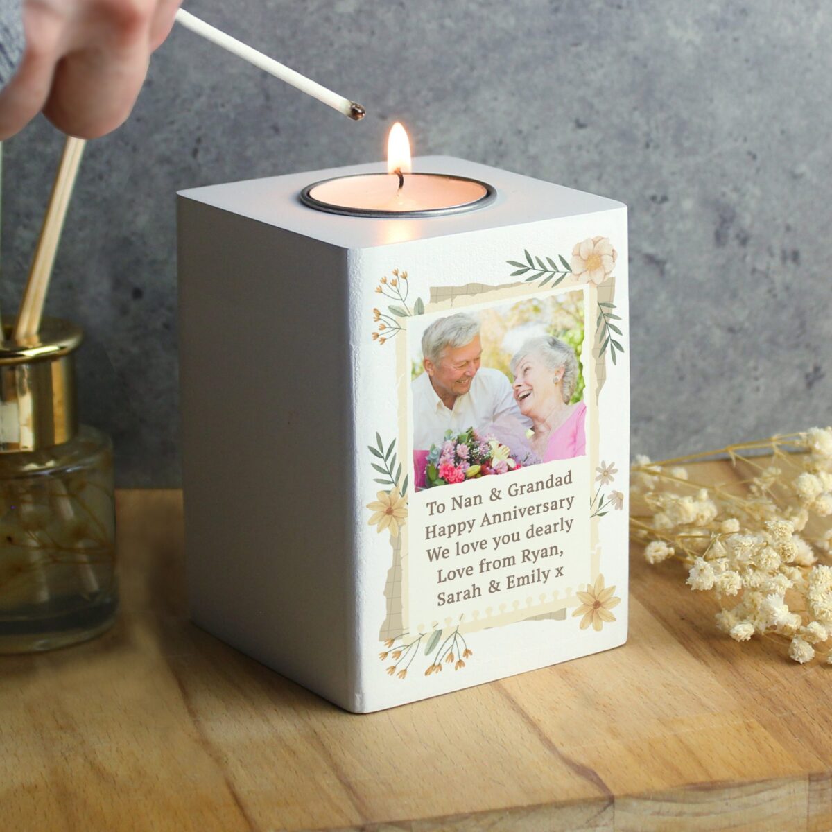 Personalised Wild Flowers Photo Tealight Holder: 4 - Candle Holders By Gift Moments