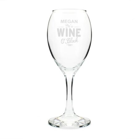 Personalised Wine O’Clock Engraved Wine Glass: 2 - Wine Glasses By Gift Moments