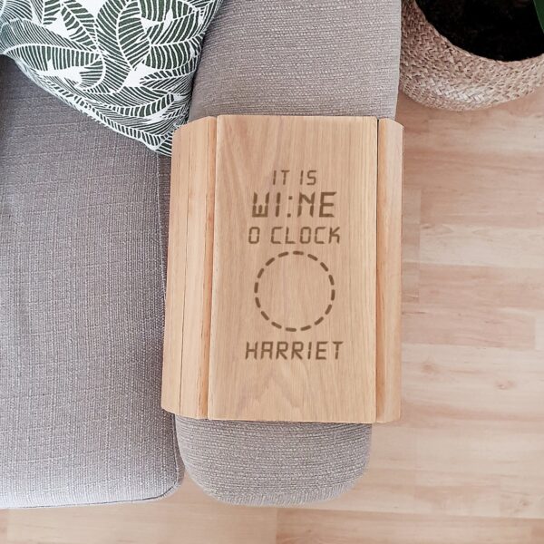 Personalised Its Wine O’Clock Wooden Sofa Tray: 1 - Coasters By Gift Moments