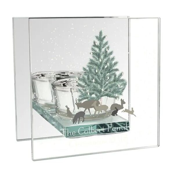 Personalised A Winter’s Night Mirrored Glass Tea Light Candle Holder: 2 - Candle Holders By Gift Moments