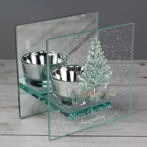 Personalised A Winter’s Night Mirrored Glass Tea Light Candle Holder: 3 - Candle Holders By Gift Moments