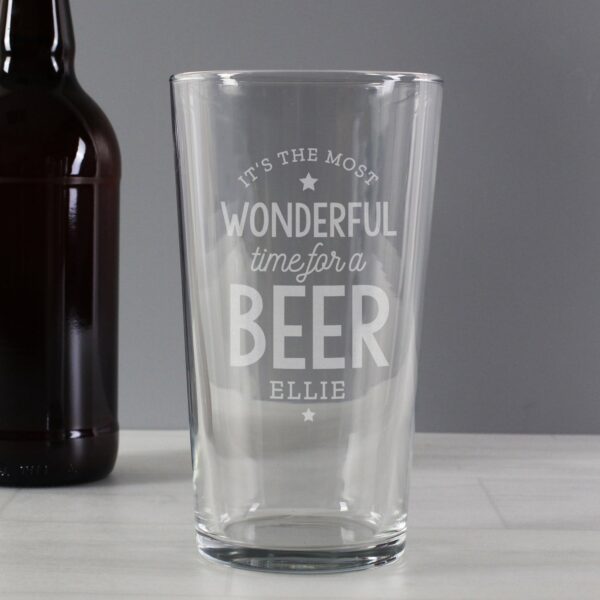Personalised Wonderful Time For A Beer Pint Glass: 2 - Beer Glasses By Gift Moments