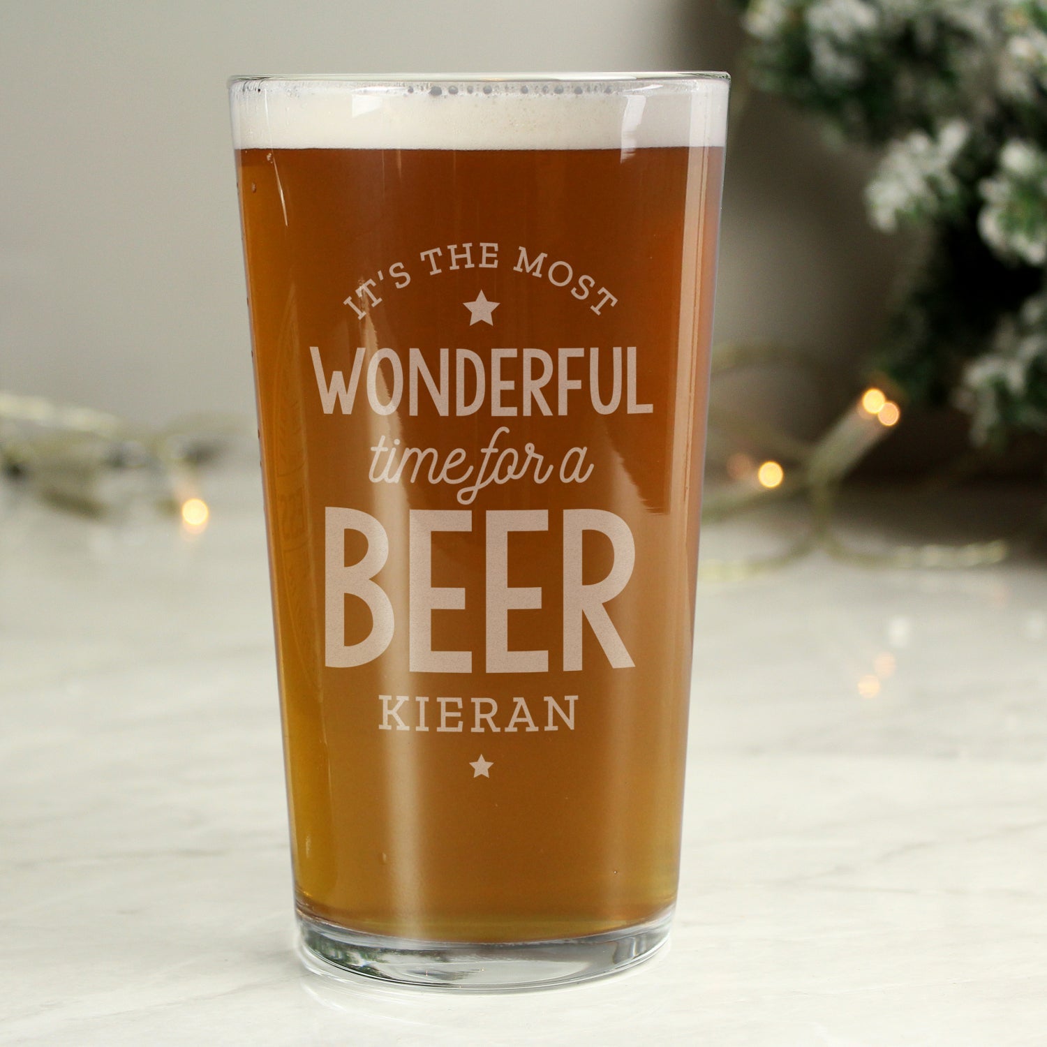 Personalised Wonderful Time For A Beer Pint Glass: 1 - Beer Glasses By Gift Moments