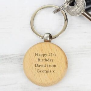 Personalised Wooden Keyring: 5 - Keyrings By Gift Moments