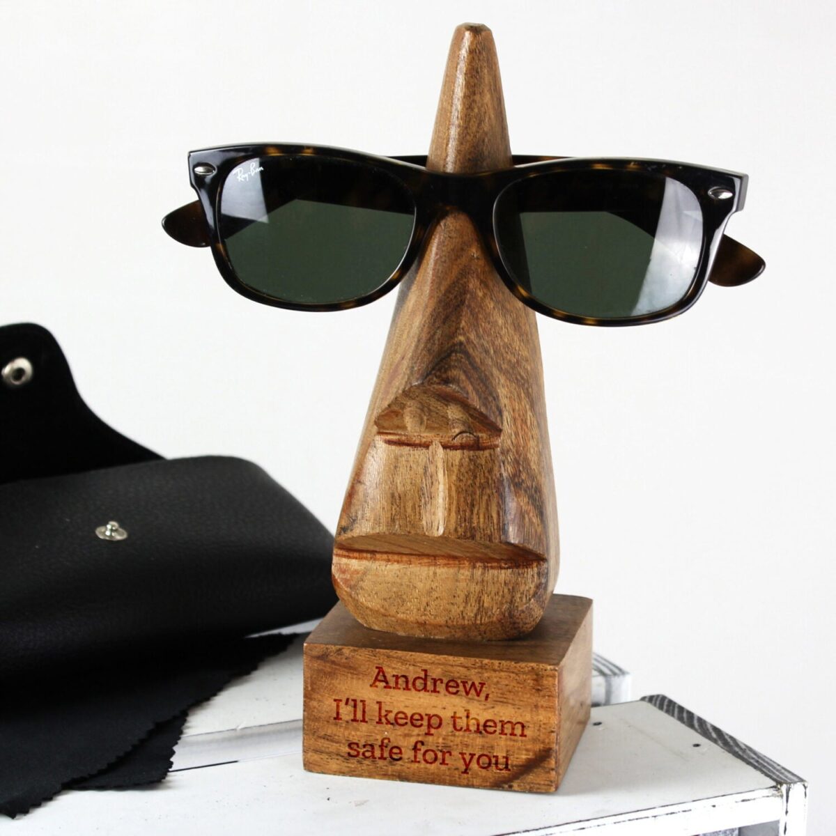 Personalised Wooden Nose-Shaped Glasses Holder: 2 - Keepsakes By Gift Moments