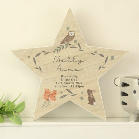 Personalised woodland animal star ornament