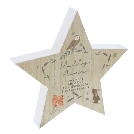 Personalised woodland animal star ornament