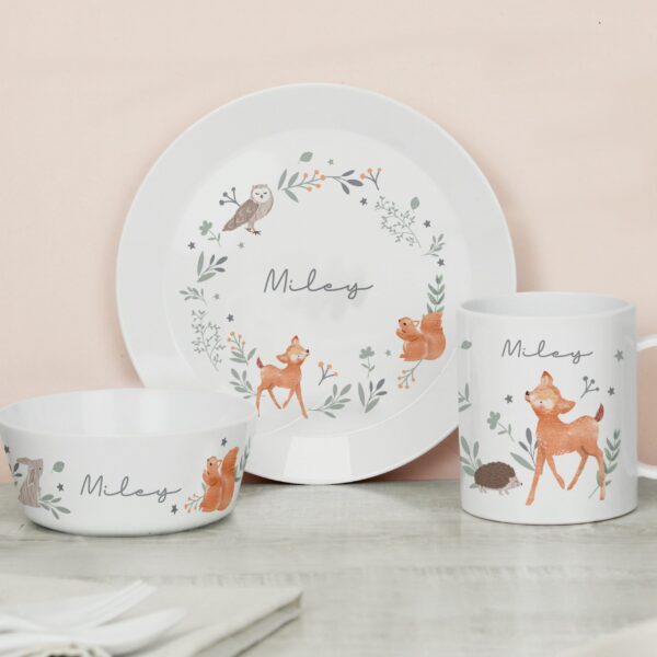 Personalised Woodland Animals Breakfast Set: 2 - Tableware By Gift Moments