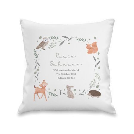 Personalised woodland animals cushion