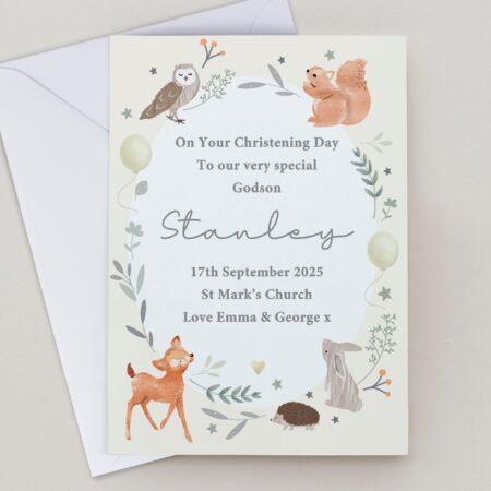Personalised Woodland Animals New Baby Card: 1 - Greeting Cards By Gift Moments
