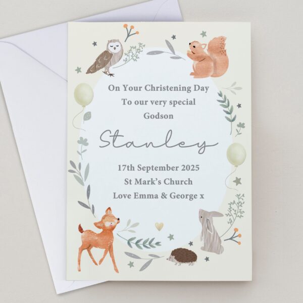 Personalised Woodland Animals New Baby Card: 1 - Greeting Cards By Gift Moments