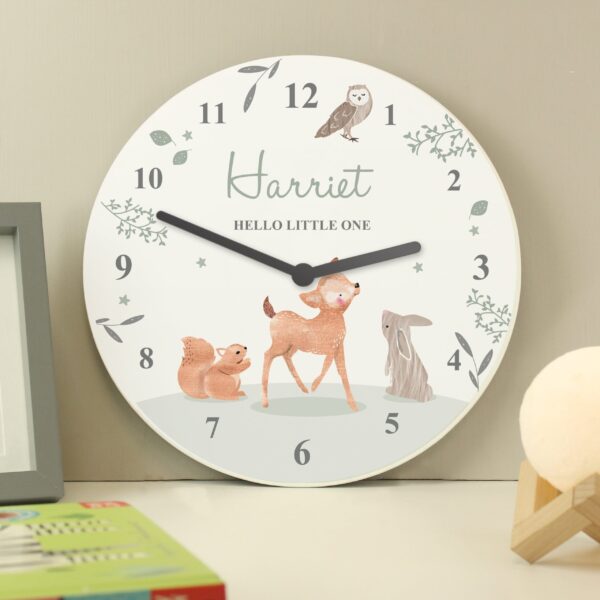 Personalised Woodland Animals Nursery Wall Clock: 1 - Clocks By Gift Moments