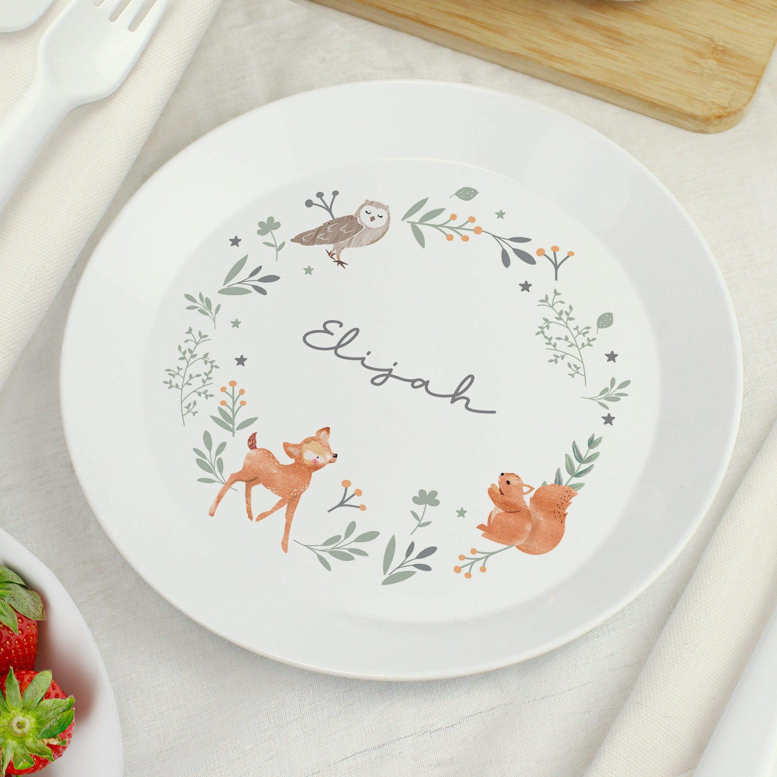 Personalised Woodland Animals Plate: 1 - Plates By Gift Moments